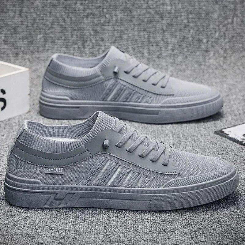 Men's Breathable Sneakers Summer Casual Loafers Lightweight Round Head Solid Colour Non-slip Flats Shoes