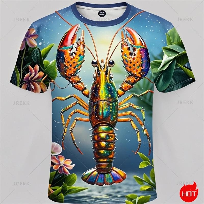 

Летняя футболка с круглым вырезом и забавным графическим 3D-принтом рака, модная повседневная мужская футболка с коротким рукавом 6XL