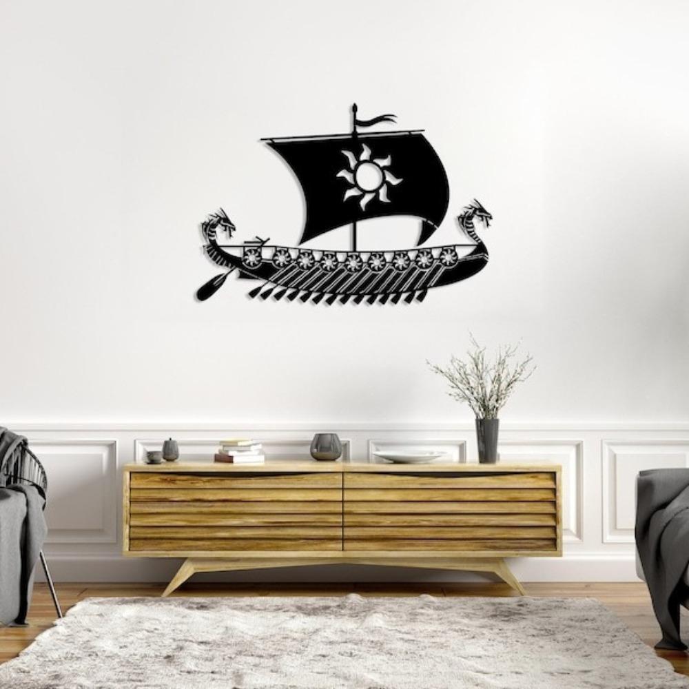 Viking Ship Wall Decor Metal Art Pirate Sculpture Living Room Gift