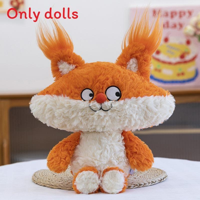 Plush Fox Wolf Cat Raccoon Doll With Soft Short Pile For Kids Bedroom Decor