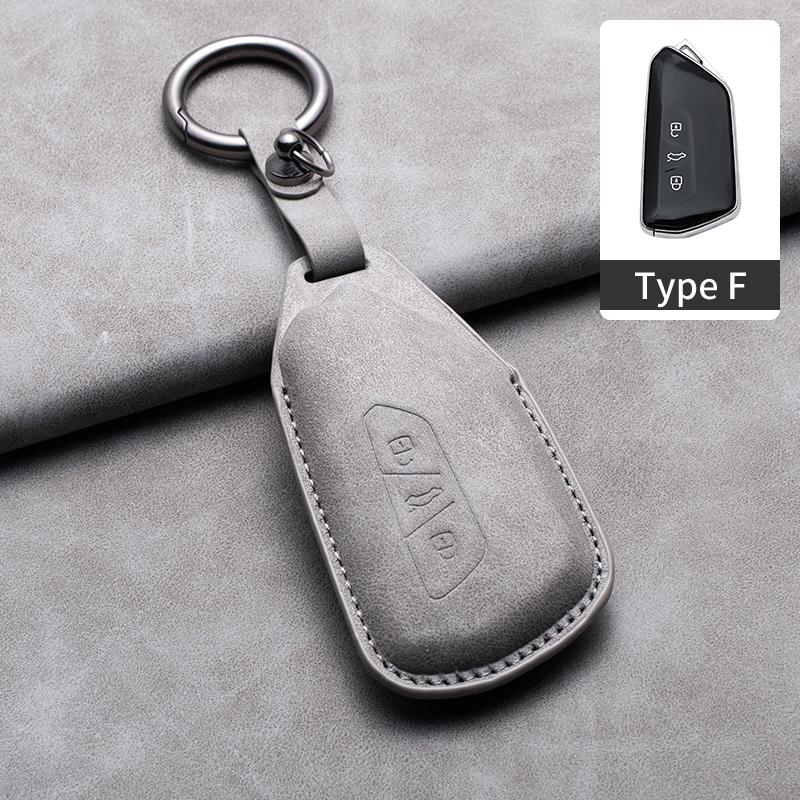 Styling Mouldings Sheepskin Leather Car Key Case Cover Fob For Volkswagen Polo VW Magotan Passat B8 TIGUAN MK2 Golf 8 2020 Car A