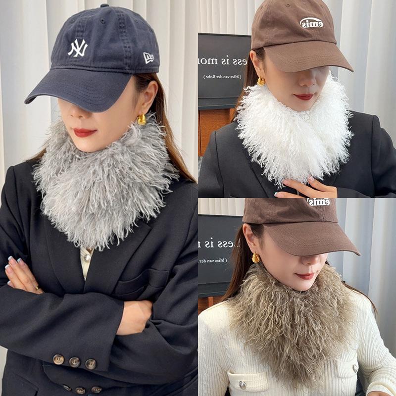 Women's Faux Fur Double-Sided Wool Neck Gaiter - Thickened Warm Winter Scarf