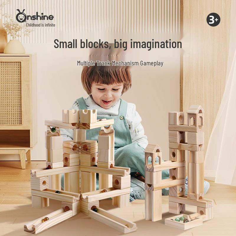 Onshine Wooden Marble Run Educational Building Blocks for Kids