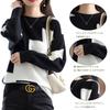 MaadeaNoeTe Knit Round Long Loose Winter Women's Sweater/Undershirt, Neck, Sleeves, Multicolored, Lightweight, Color-Coordinated, Slimming, Soft, Fit,
