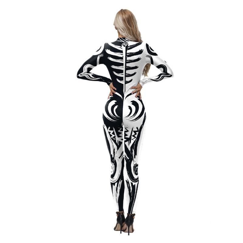 Halloween ladies graffiti tights skeleton digital printing new stage performance clothes yoga clothes onesie women