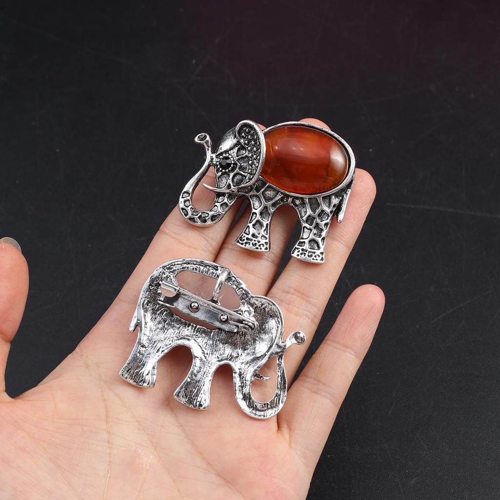 3Pcs, Elephant Jewelry, Symbol of Luck! Natural Crystal Healing Energy Pendant & Brooch for Women Men Jewelry, Unique Halloween Birthday Gifts