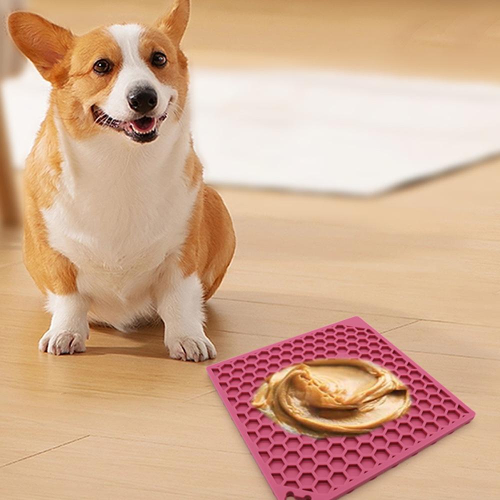 Pet Lick Mat Honeycomb Pattern Slow Feeder Anti-Choke Suction Cup Licking Pad for Dogs/Cats