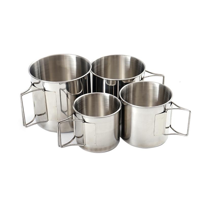4-Piece 304 Stainless Steel Outdoor Camping & Travel Set: Foldable Cups & Bowls.