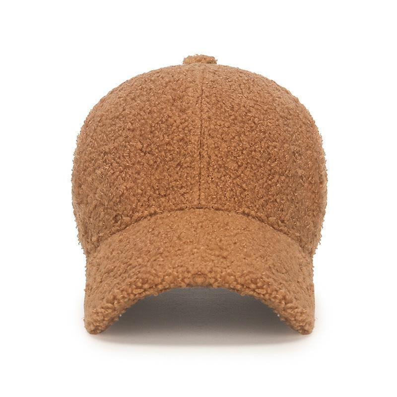 Winter Lammwolle Unifarben Schlichte Baseballkappe - Warmes Teddyfleece, schmeichelt dem Gesicht, strukturierte Krone