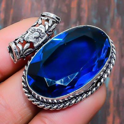 Nádherný drahokam Londýnský modrý topaz Ručně vyrobený přívěsek ze sterlingového stříbra 925