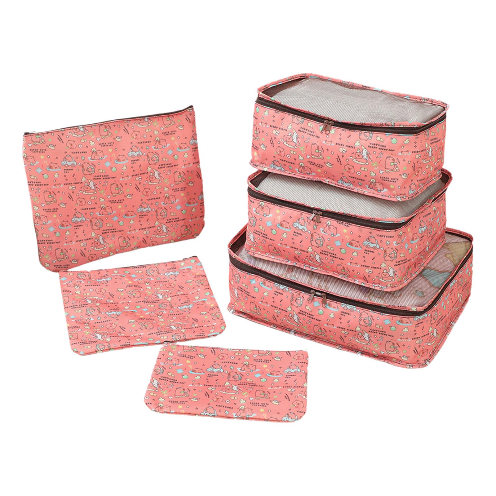 

Travel Packing Cubes 6Pieces Set Luggage Organizers with Shoe Bag Cosmetic Pouches Laundry Bag for Efficient Packing красный