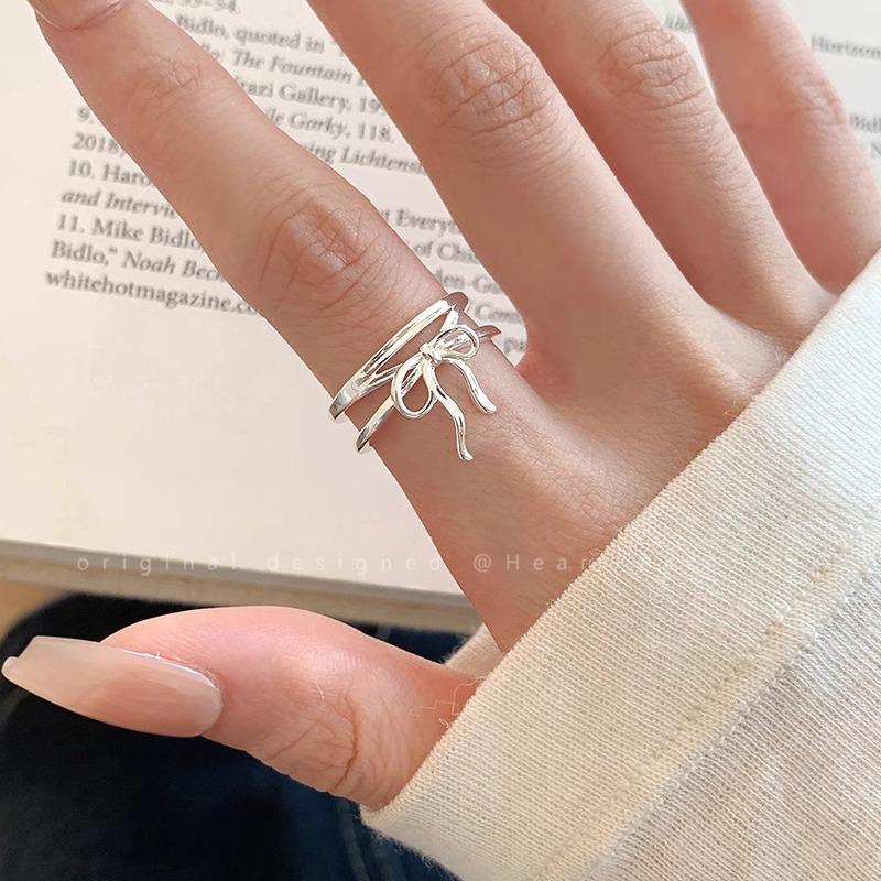 Korean Style Adjustable Bow Ring: Elegant Sweet Design for Women