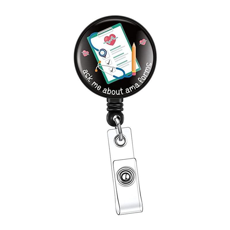 Fivela retrátil médica dos desenhos animados médico enfermeira licença de trabalho cordão criativo fácil de puxar fivela certificado marca nome