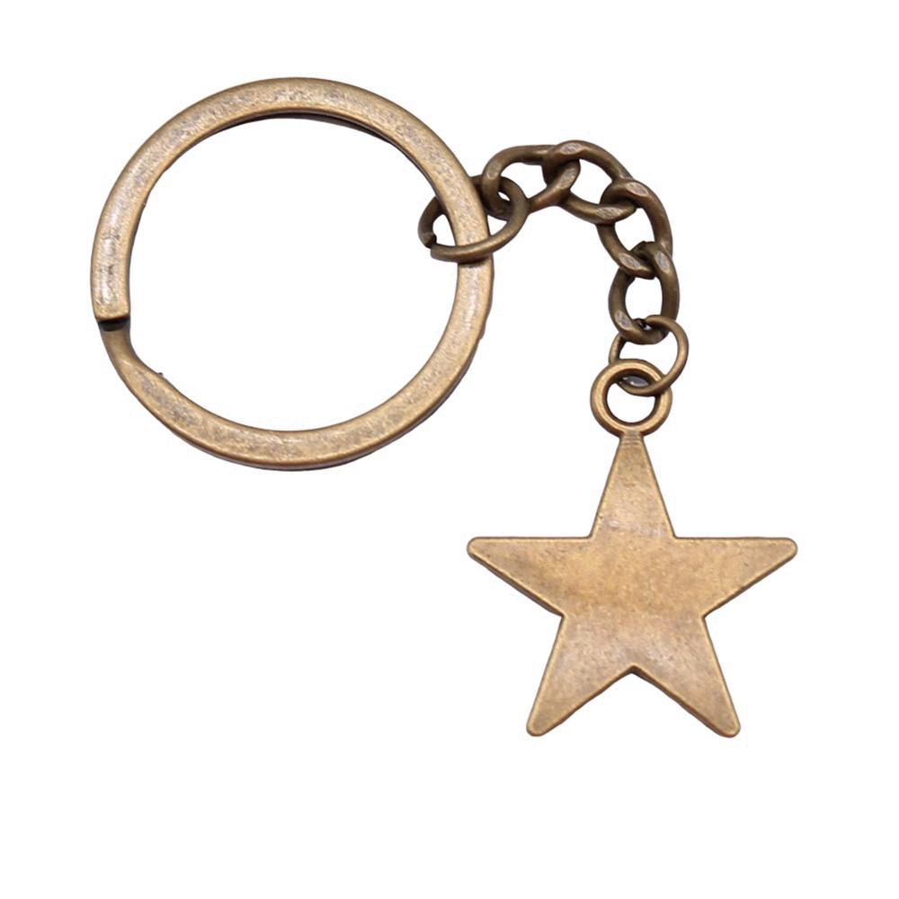 Dreifachmond Pentagramm Anhänger Schlüsselanhänger Stern Wicca Thema Schlüsselring 28mm
