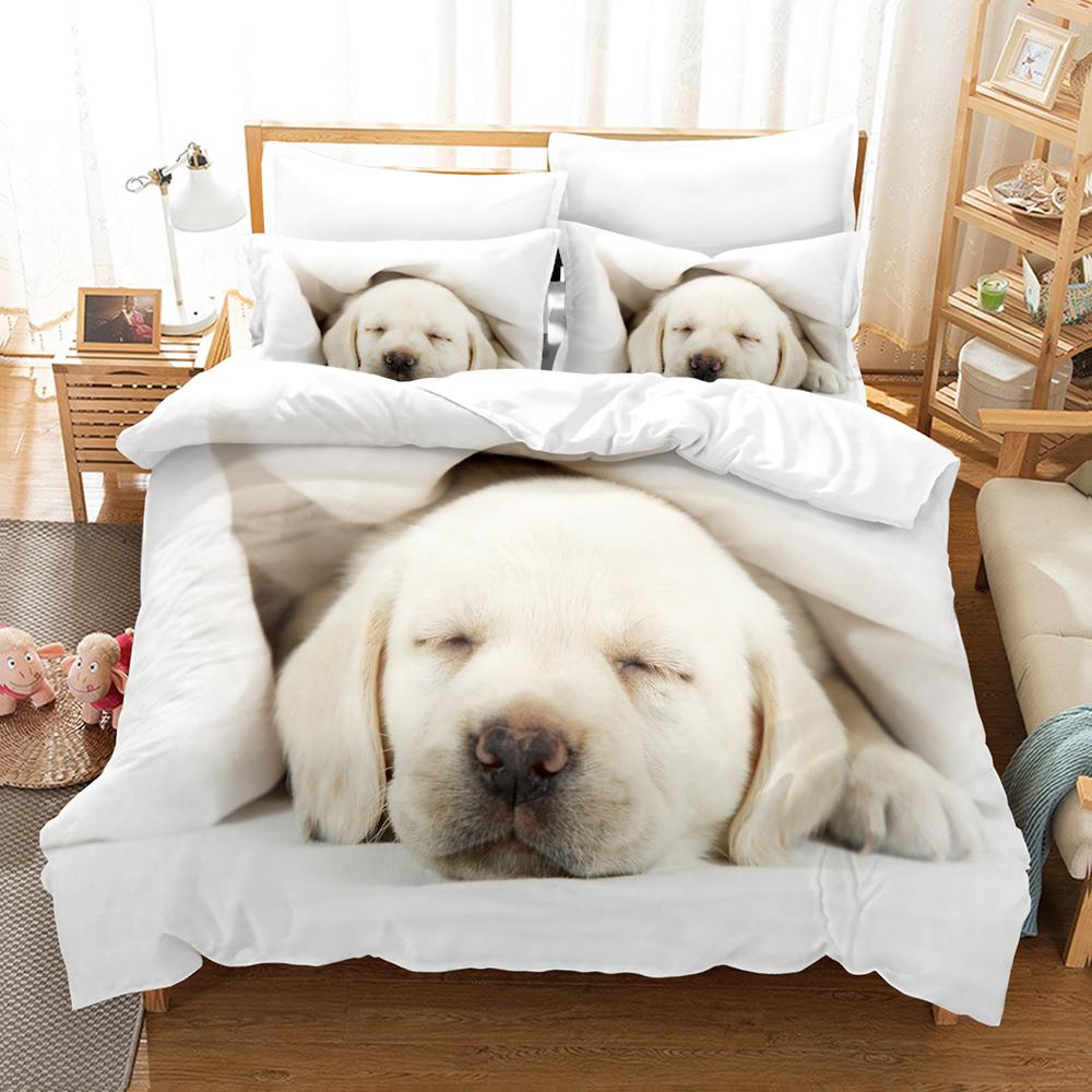 Cute Dog Bedding Set Single Twin Full Queen King Size Pet Dog Bed Set Aldult Kid Bedroom Duvet cover Sets 3D Print 035