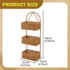 Cesta de Armazenamento Decorativa Feita de Rattan Sintético com Alça, Pendurada Feita à Mão para A