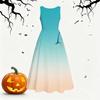 Women Plus Size Round Neck Sleeveless Gradient Printed A Line Bow Waist Dress