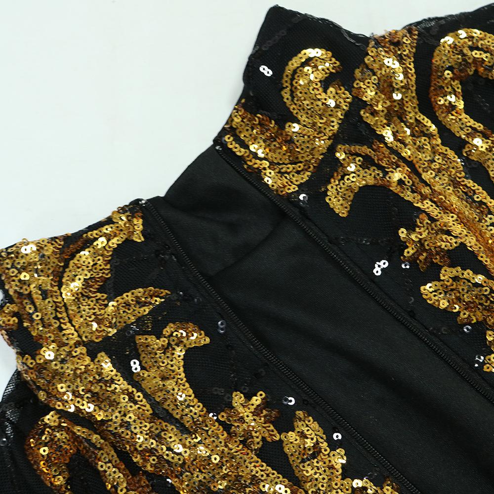 Women's Fashionable Sequined Long-sleeved Body-hugging Fishtail Dress and Slimming Dress