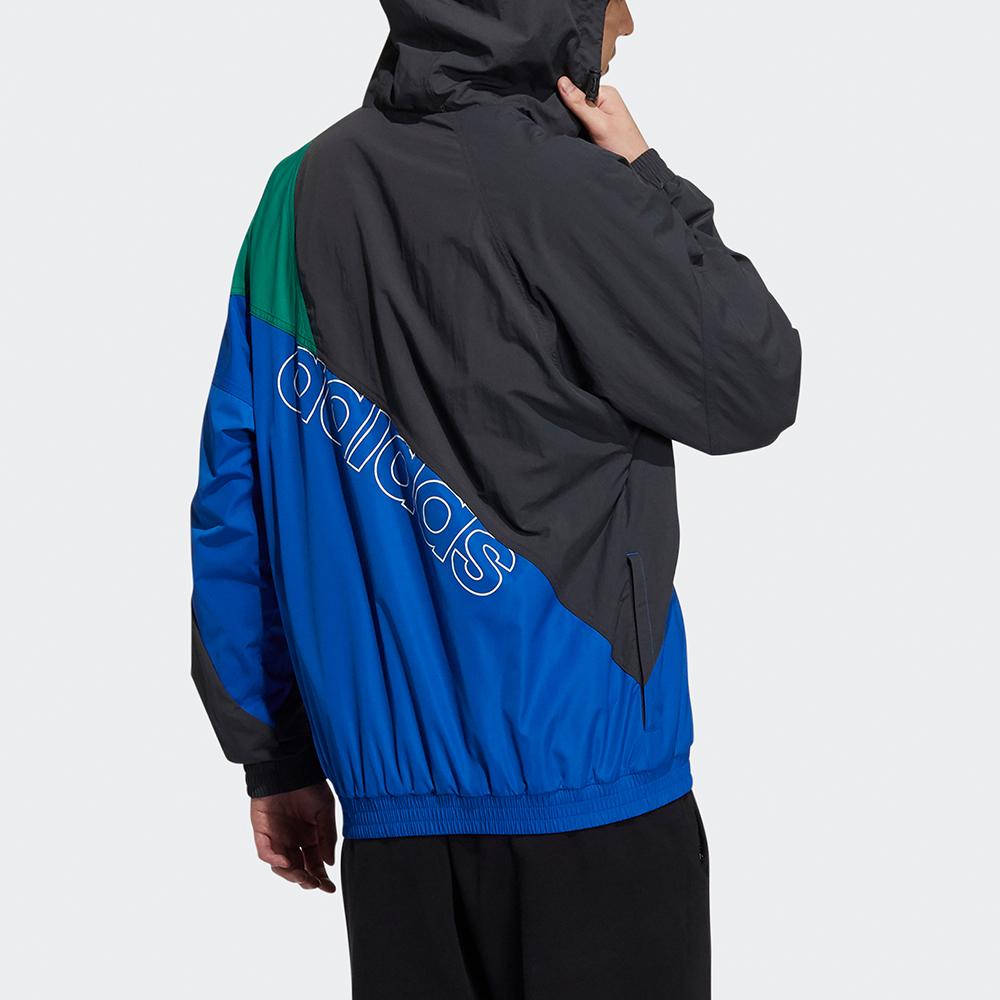 Adidas Originals Trefoil Colorblock Sportovní Mikina s Kapucí a Logem Pánské Bundy Modrá HF5946