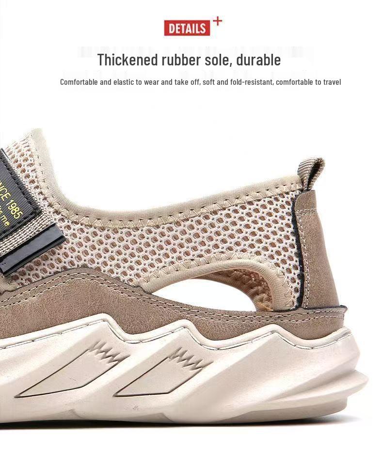 Breathable Sport Mesh Skate Shoes: Men's Soft Leather, Versatile Youth Fashion, Comfortable Non-slip Sandals