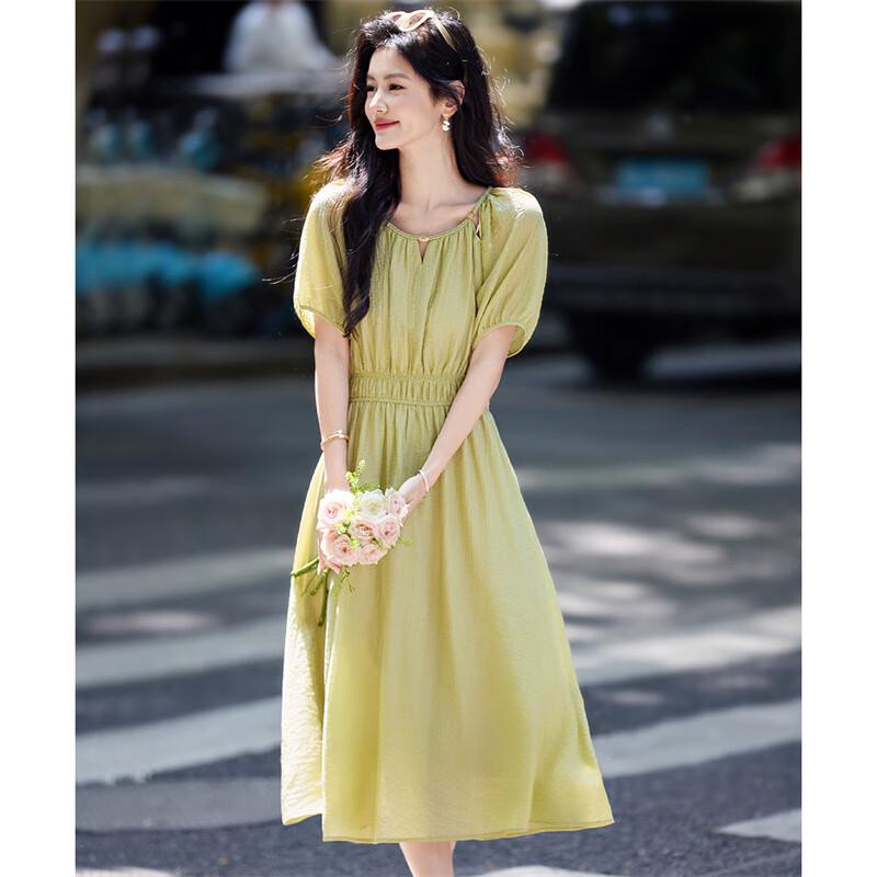 

Elegant French Tencel Resort Midi Dress M