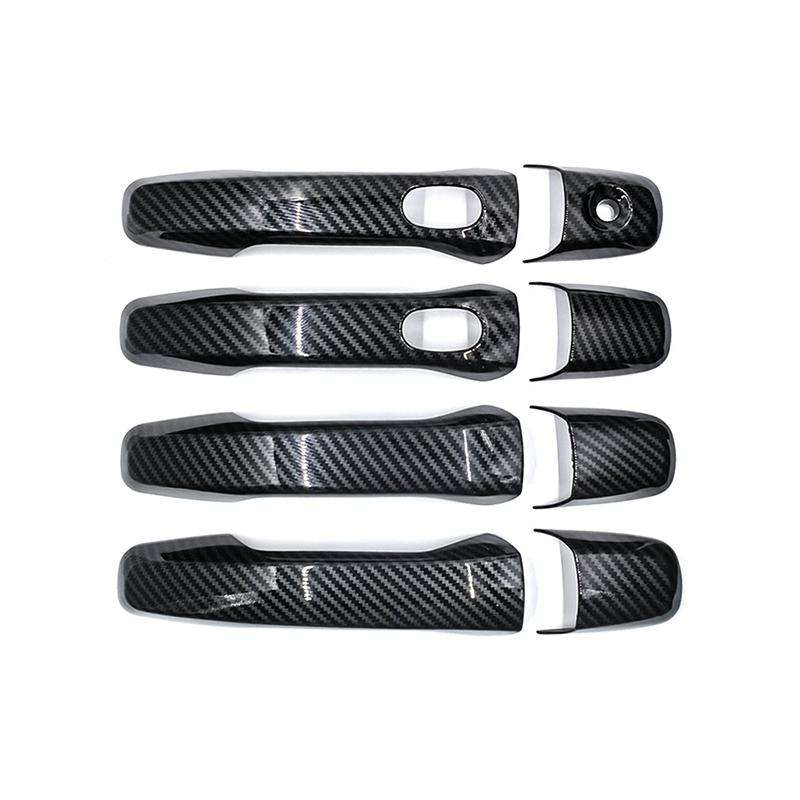 Door Handle Cover For Ford Explorer U502 2011~2018 Classic carbon Black Smart Stickers Trim Car Decorate Exterior