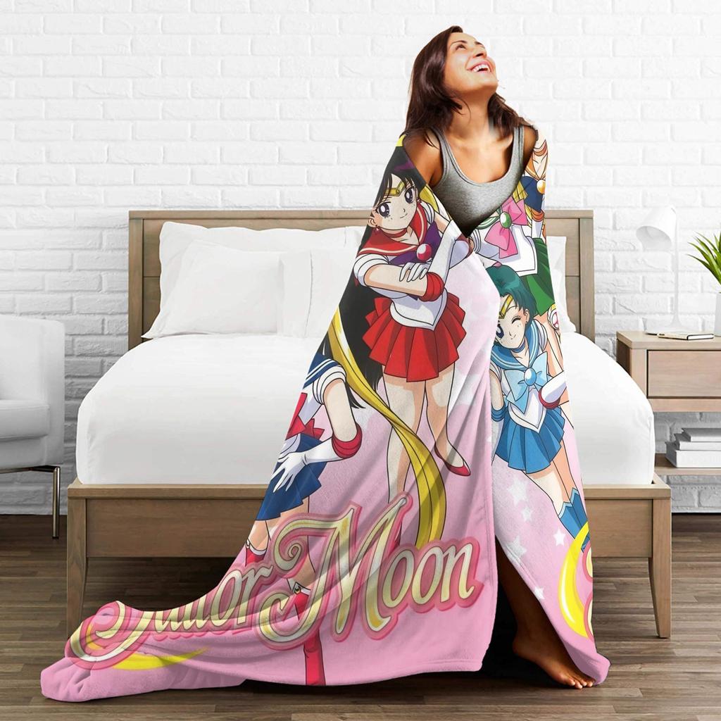Anime S-Sailors M-Moons Blanket Flannel Textile Decor Multi-function Ultra-Soft Throw Blanket for Bed Office Rug Piece