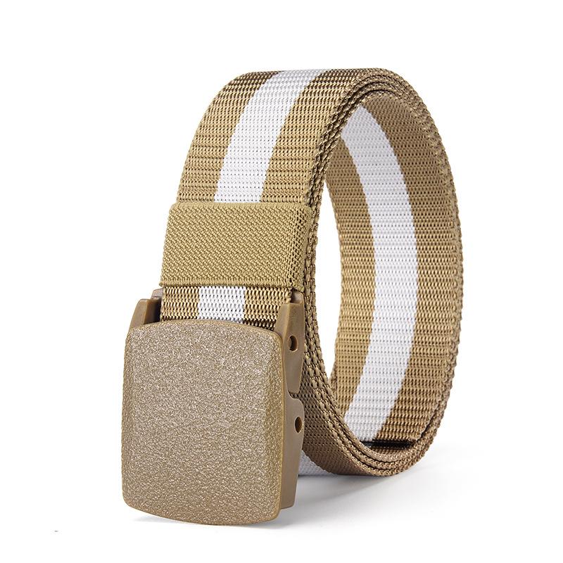 Men's Tactical Canvas & Nylon Woven Belt with Leather Trim - Elastic and High-End Accessory