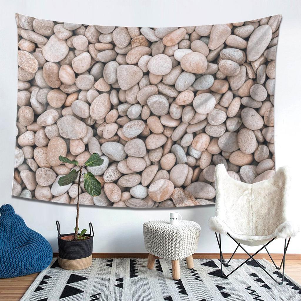 Creme Naturkieselsteine Felsen Wandteppich Kunst Ästhetische Wandteppiche für Wohnzimmer Schlafzimmer Dekor Haus Hippie Wandtuch Wandbehang
