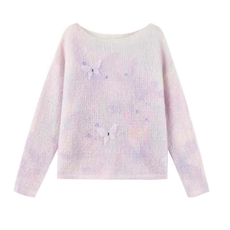 Damen 3D-Schmetterling Mohair Strickoberteil