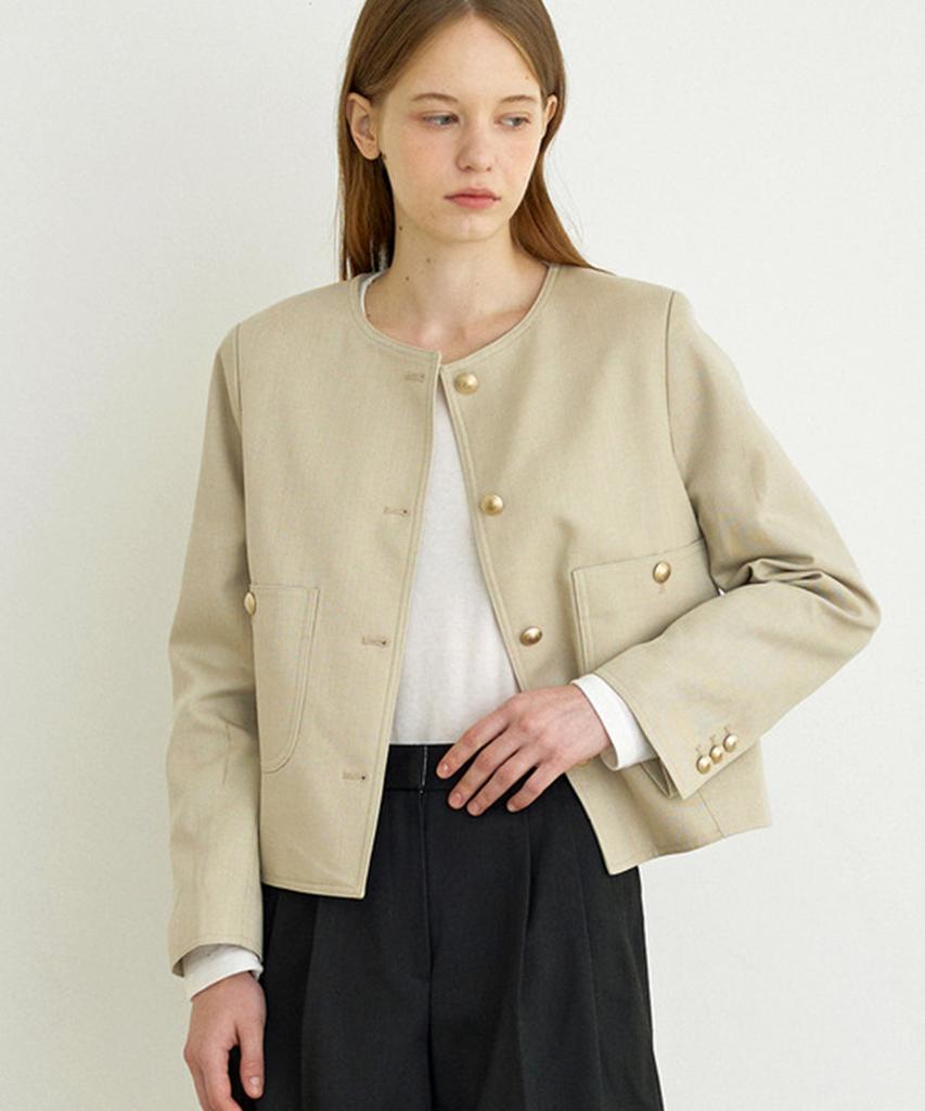 Asif Basic Round Jacket (Khaki Beige)