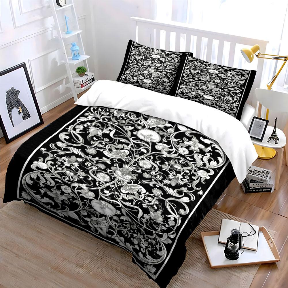 Floral vines with flowers. Bedding sets Duvet cover sets Duvet covers Pillowcases(1* Duvet Cover 2* Pillowcases without duvet insert)