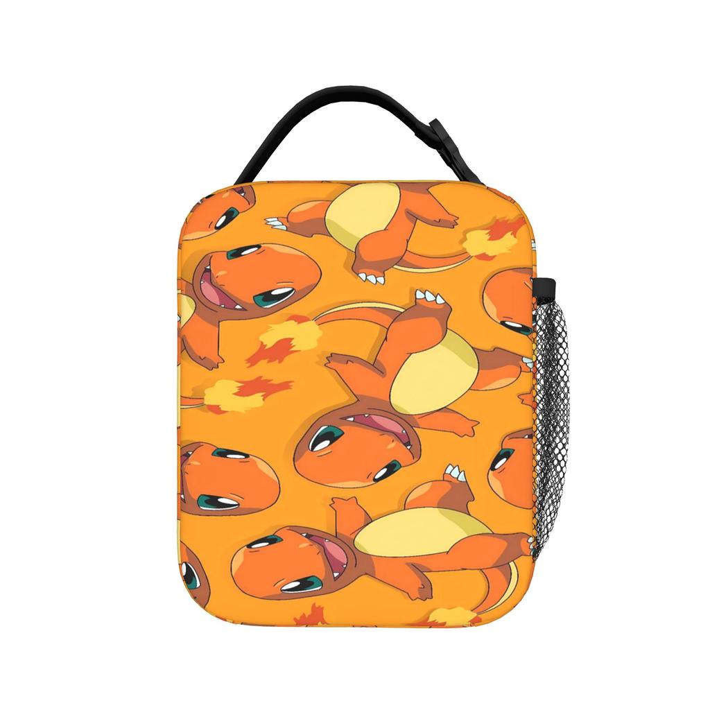 Charmander Splash Anime Lunch Bag School Lunch Box For Child Fun Print Thermal Tote Handbags Oxford Portable Cooler Bag