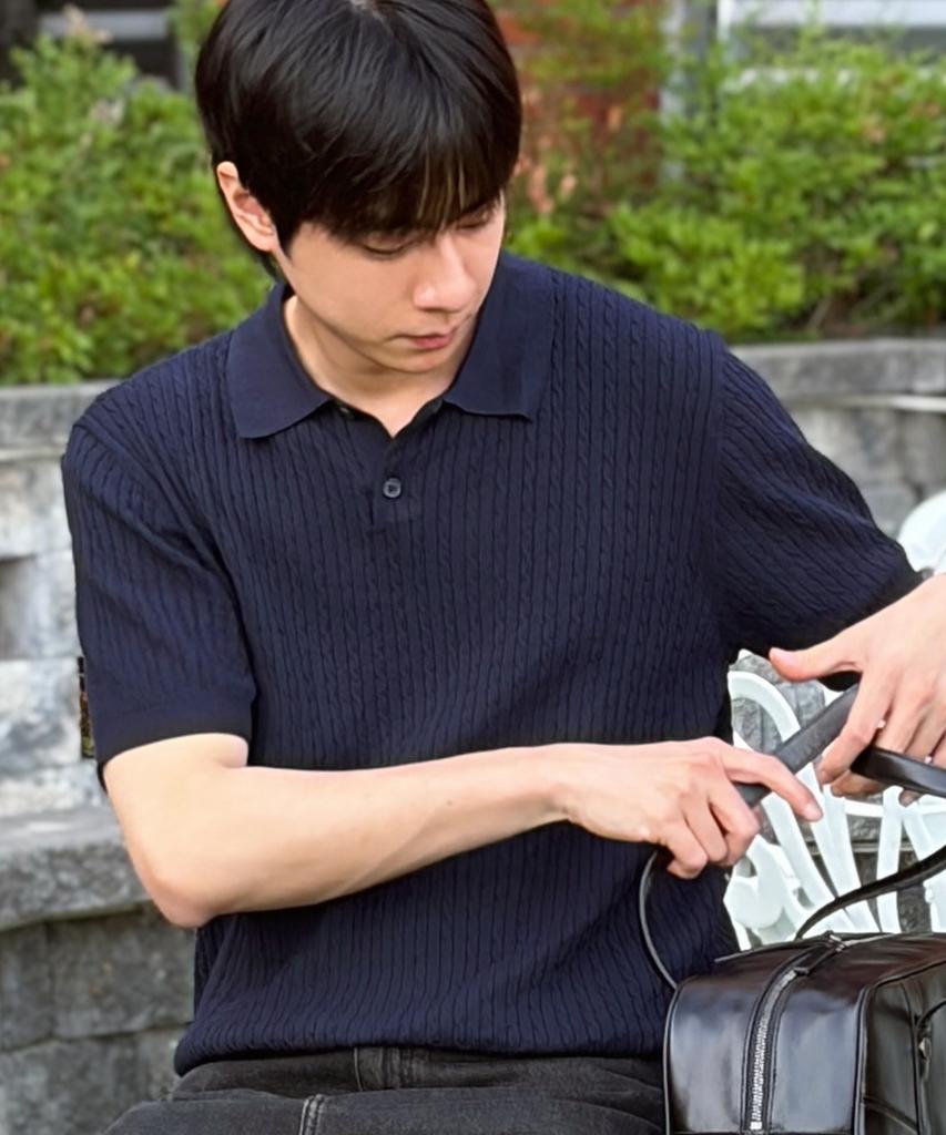 MINDBRIDGE Cable Collar Semi-Oversized Short Sleeve Knit - 2 Colors