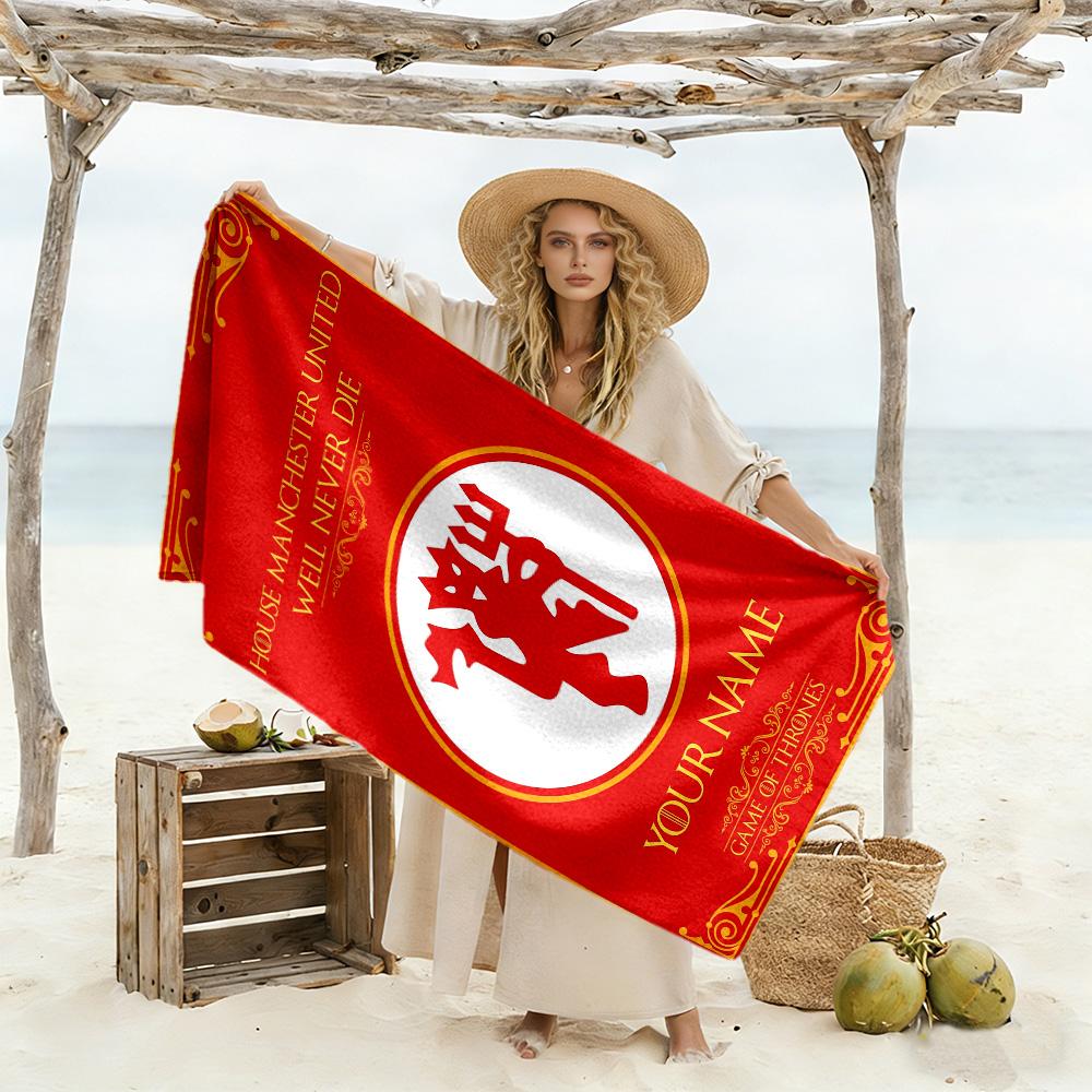 Manchester Personalized Text Beach Towel Super Soft Microfiber Quickdry Fabric Portable for SwimmingBeachCamping Travel Beach AccessoriesGym