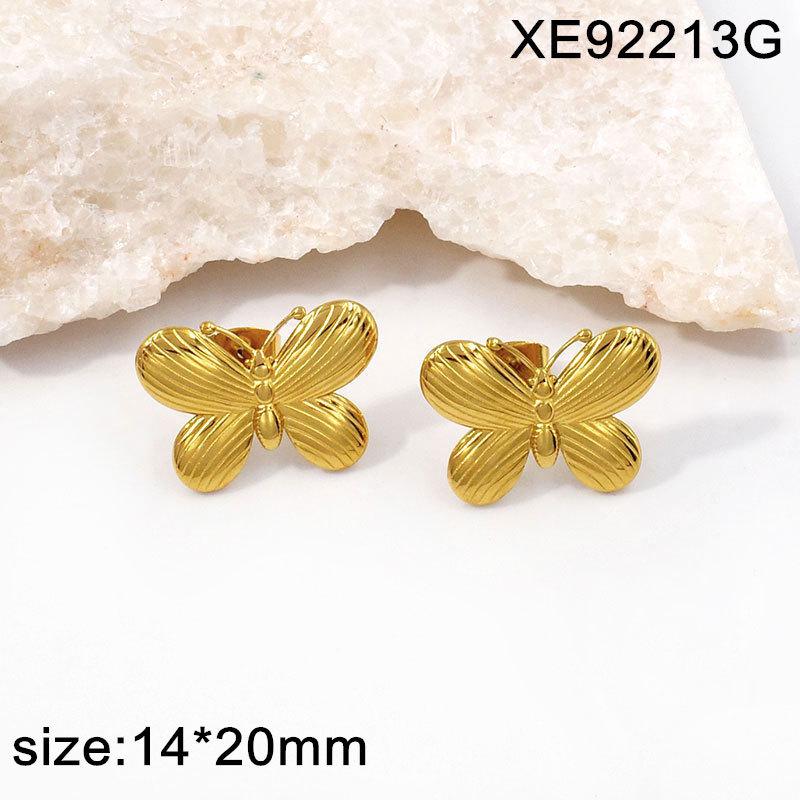 Gold and Silver-Plated Titanium Butterfly Pendant Necklace and Earring Set - Light Luxury Women's Jewelry Clavicle Chain