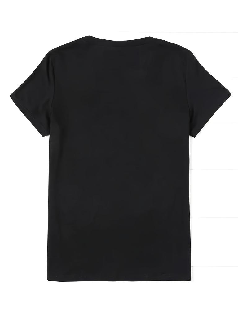 Women'S Casual Short Sleeve T-Shirt with Heart Design Round Neck Casual Wear Tee Heart Graphic Tee  Simple Design  Fashion Tee