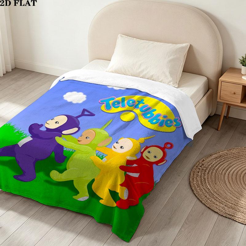 1PC Teletubbies Patterned Flannel Blanket Suitable For All Seasons For Home Decor Warmth And Comfort Gifts Holiday Present