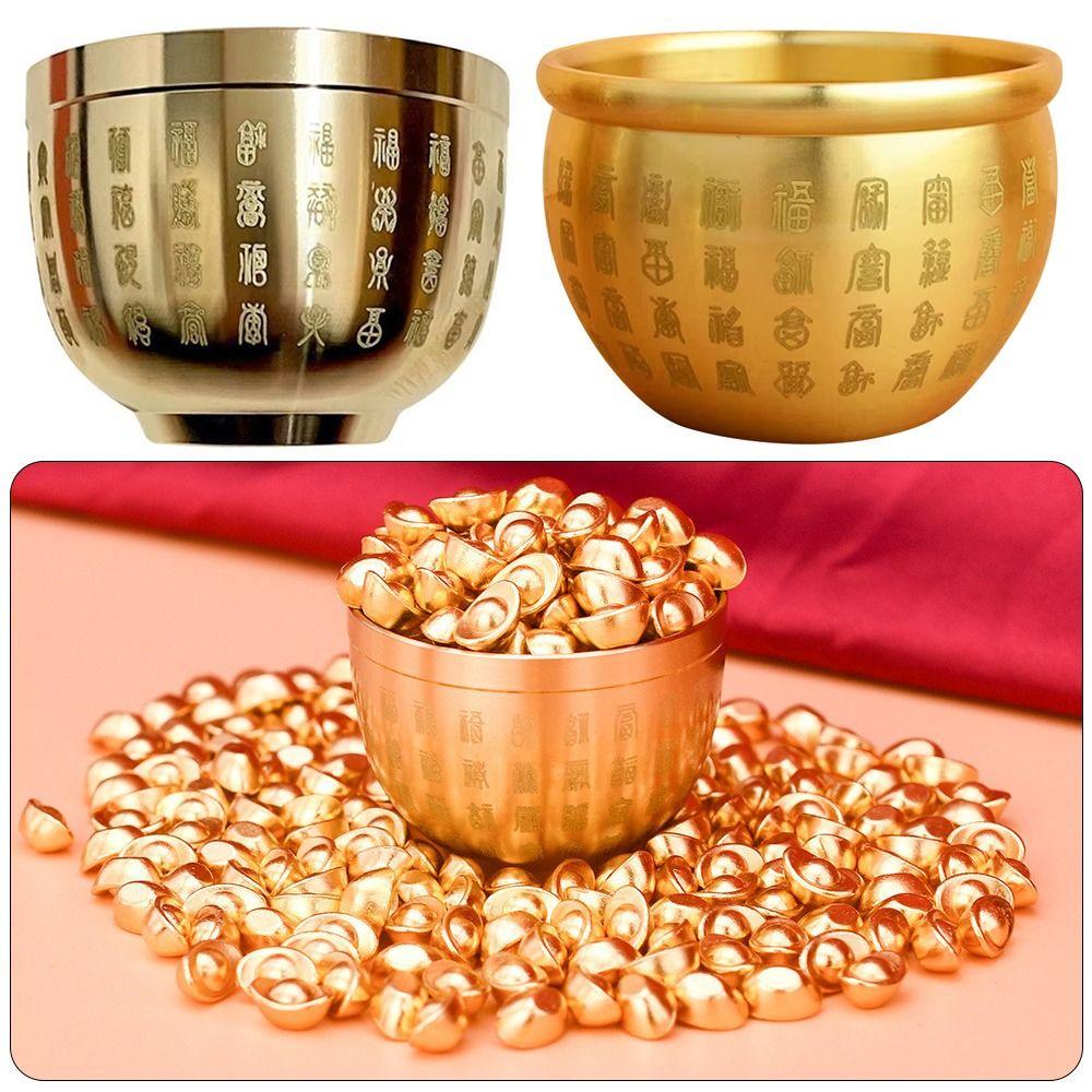 1Pcs Wealth Attracting Pure Brass Cornucopia Small Mini Baifu Jar Cup  Desktop Ornament