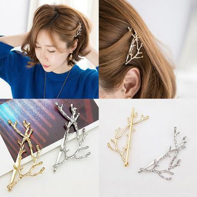 Cute Deer Horn Branch Hairpin Side Bangs Hair Clip Women Metal Barrette Gift