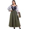 Halloween Scottish Colonial Manor Maid Costume, European Medieval Retro Court Dress