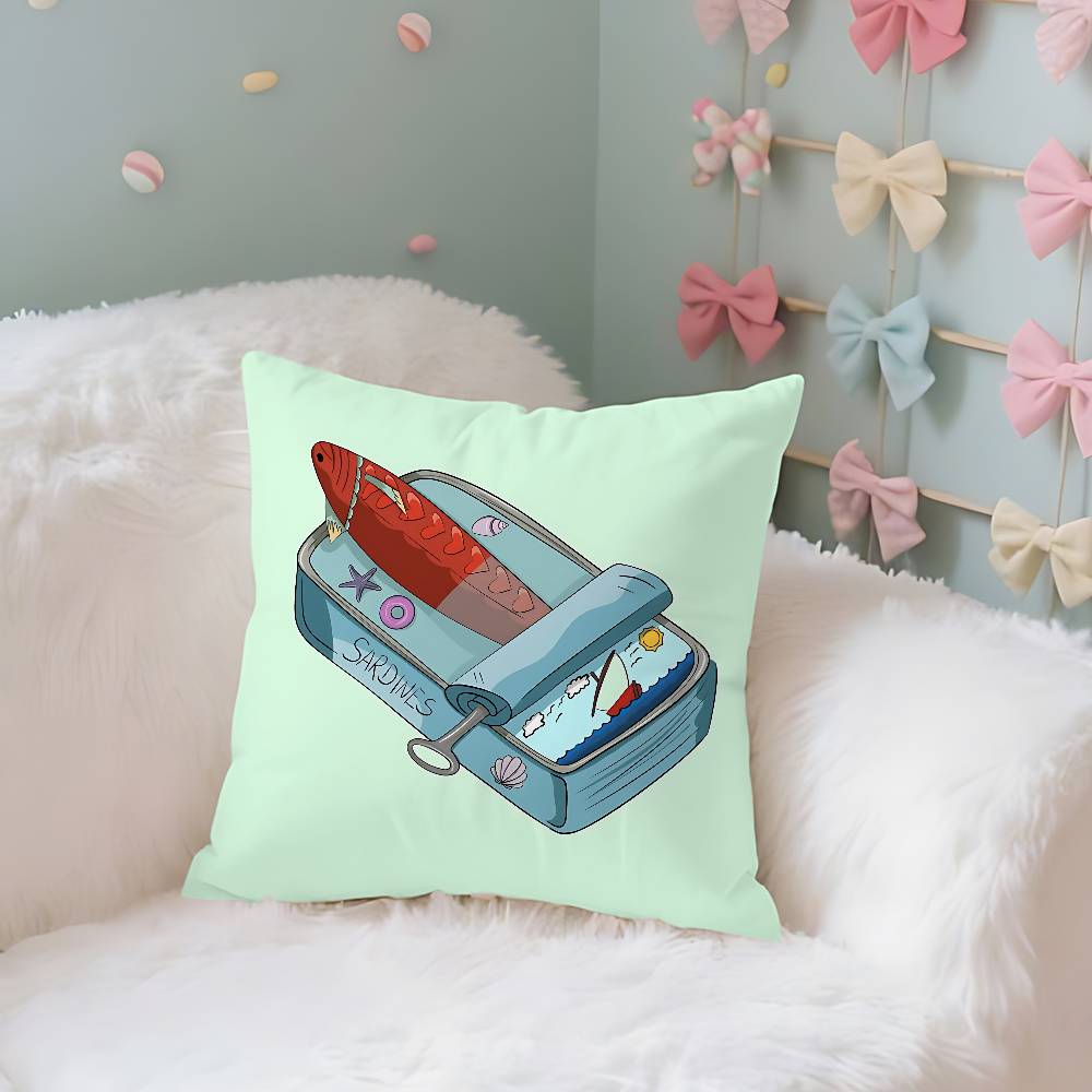 

Sardines Art Case Plush Fabric Soft Pillowcase Double Sided Print Cushion Cover Household Gifts 40x40 cm