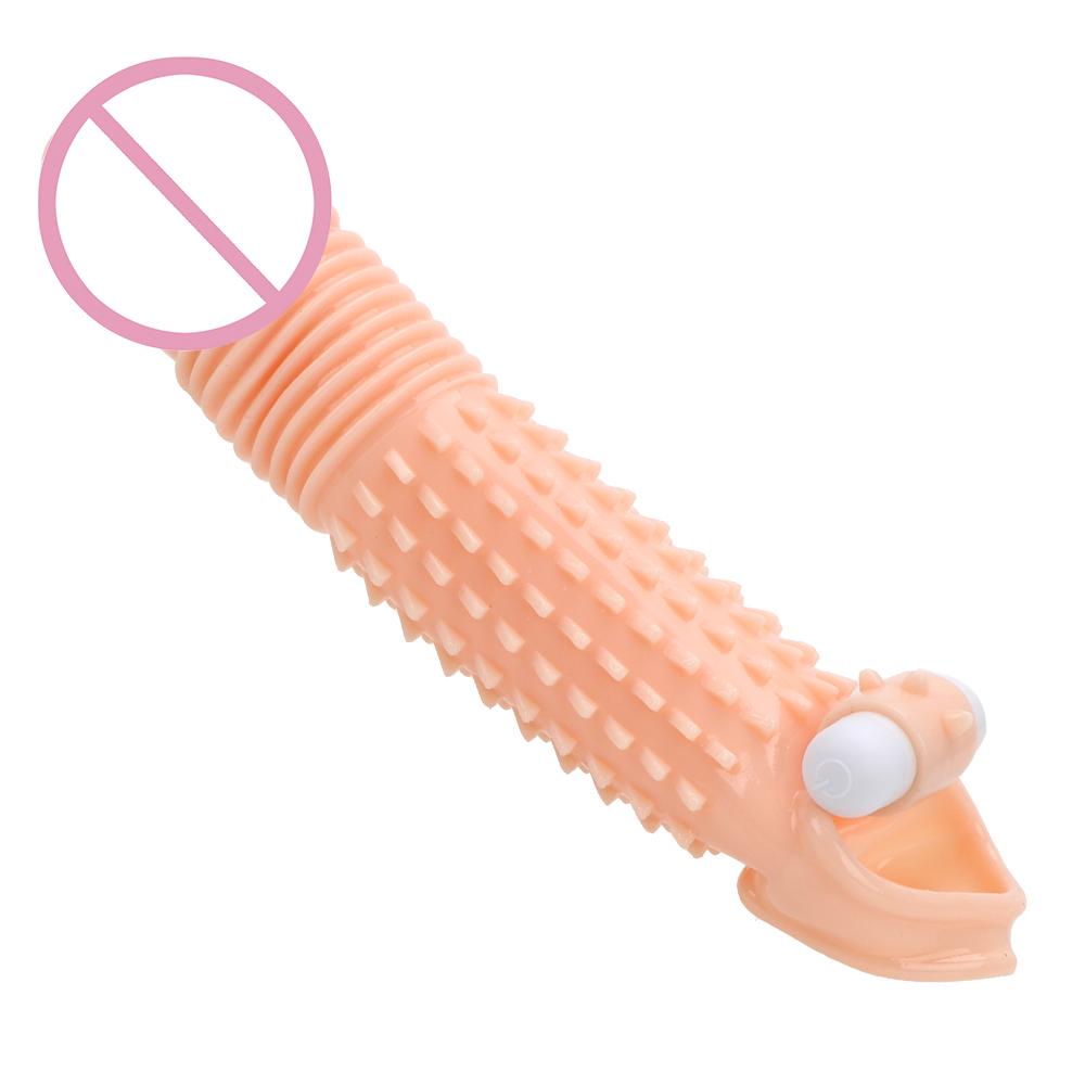 Adults Products Penis Enlargement Condoms Vibrating Dick Sleeve Sex Toys For Men Erotic Reusable Extender Delayed Ejaculation