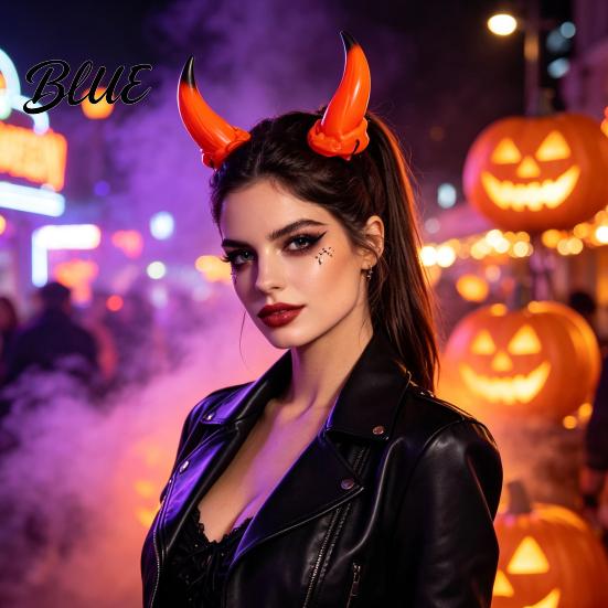 Realistische Hörner-Kopfbedeckung 3D Teufelshörner Kopfschmuck Rotes Dämonen-Haaraccessoire Weiche Vinyl-Requisiten für Halloween-Kostüm Cosplay Zubehör Kleid
