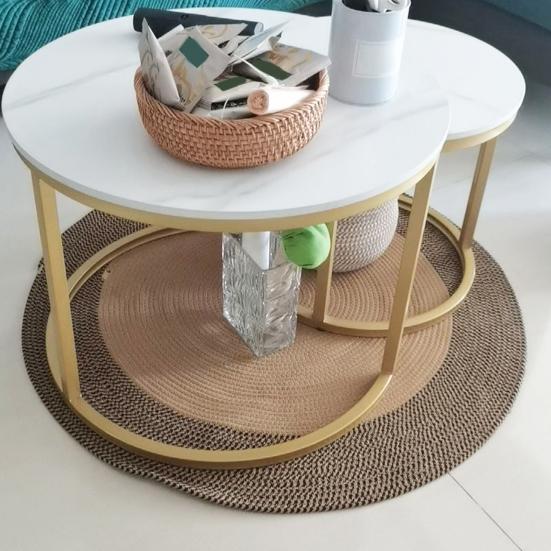 Cotton Rope Area Rug Braided Round Cat Scratching Rug Washable Vintage Floor Mat for Bedroom Living Room Couch Side Table