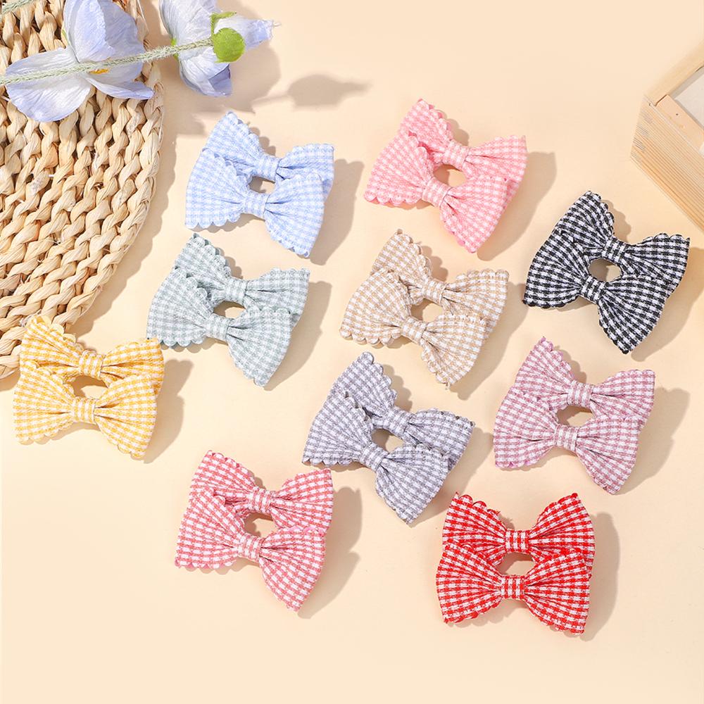 20pcs/set New Cute Plaid Print Hair Bow Clips for Baby Girls Sweet Handmade Mini Bowbot Hairpins Barrettes Hair Accessories