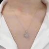 Ladies' Floral Pendant Necklace, Round Synthetic Zircon Main Stone, Exquisite Layered Jewelry, Elegant Collarbone Chain for Daily Wear, Birthday Gift