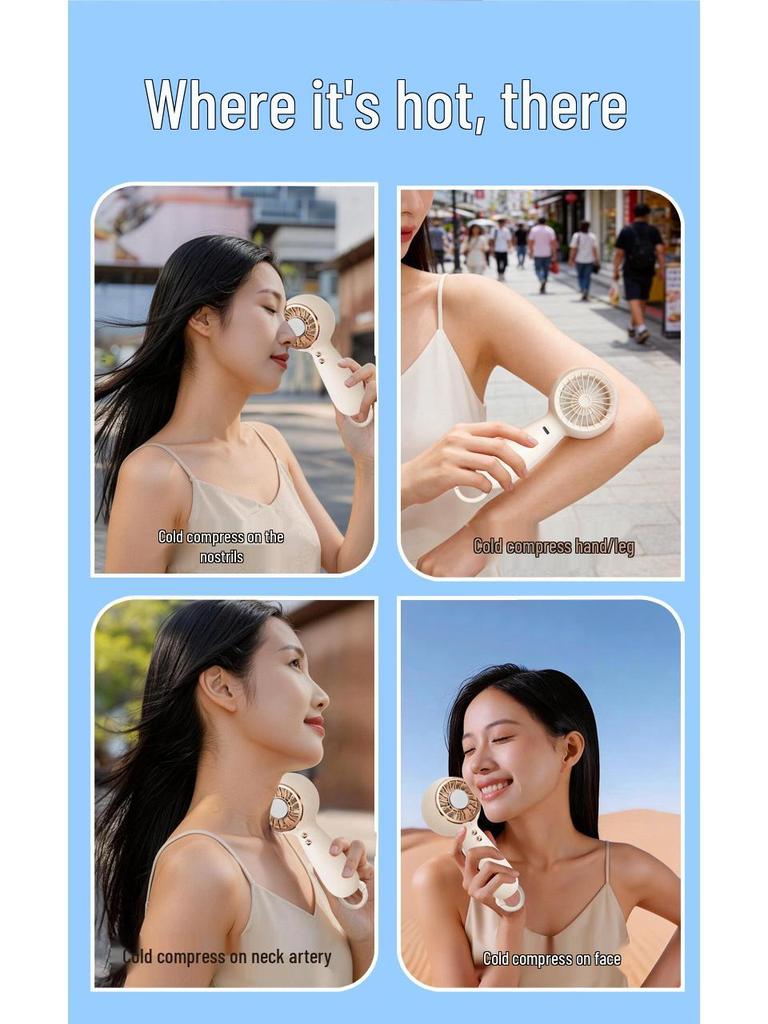 Portable Mini High-Speed USB Charging Fan with Silent Turbine and Ice Pack for Outdoor Use