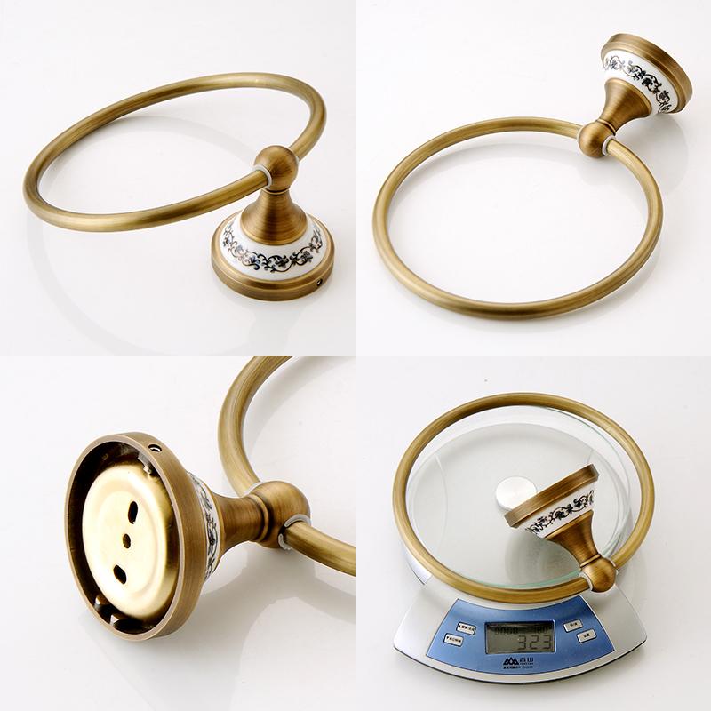 Brushed Bronze Brass Towel Ring Oval Contemporary Bathroom Hand Towel Holder Wall Mounted,Antique Brass Finish Towel Rack EL80A