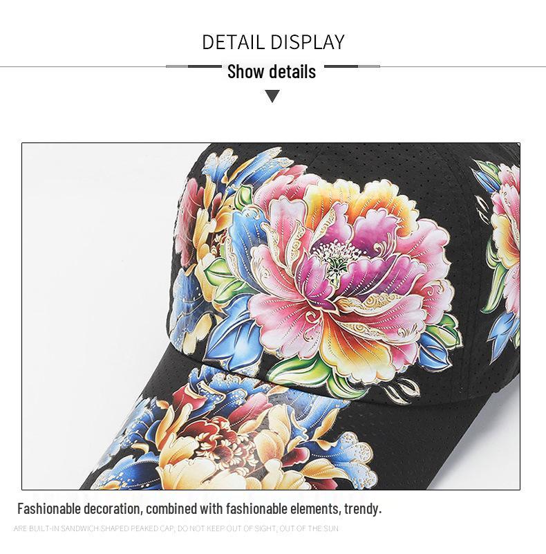 Unisex schnelltrocknender Blumen-Sonnenhut: Polyester-Baseballkappe für Sonnenschutz im Freien
